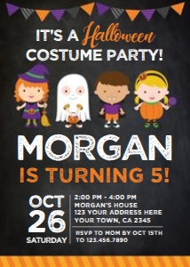 Halloween Costume Party Invitation - www.printerfairy.com design preview