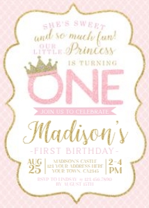 Princess Birthday Party Invitation (pink background) - www.printerfairy.com: Princess Birthday Party Invitation (pink background) - www.printerfairy.com