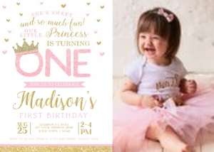 Princess Birthday Party Invitation with Photo (white background) - www.printerfairy.com: Princess Birthday Party Invitation with Photo (white background) - www.printerfairy.com