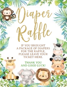 Safari_Diaper Raffle_Sign: Safari_Diaper Raffle