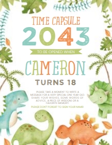 Dinosaur Time Capsule (orange, green, blue, white) - www.printerfairy.com design preview