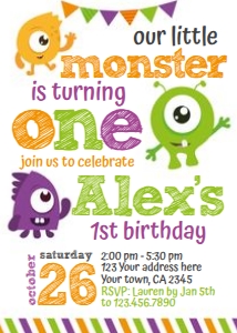 Halloween Little Monster Birthday Party Invitation - www.printerfairy.com design preview