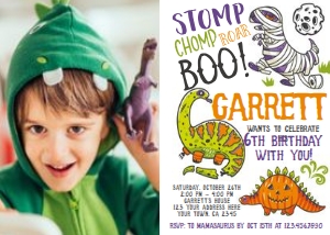 Dinosaurs Halloween Invitation with Photo - www.printerfairy.com: Dinosaurs Halloween Invitation with Photo - www.printerfairy.com