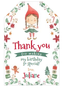 Elf Christmas Birthday Favor Tag - www.printerfairy.com design preview