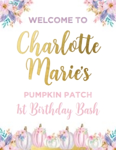 Little Pumpkin Purple Welcome Sign - www.printerfairy.com design preview