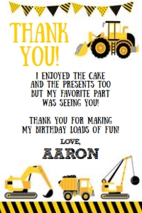Construction Thank You Cards - www.printerfairy.com: Construction Thank You Cards - www.printerfairy.com