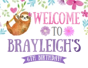 Sloth Welcome Sign - www.printerfairy.com design preview