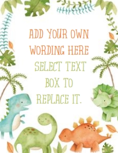 Dinosaur Sign (orange, green, blue white, 8.5x11) - www.printerfairy.com: Dinosaur Sign (orange, green, blue white) - www.printerfairy.com