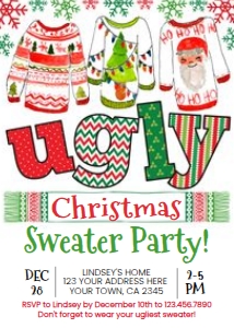 Ugly Sweater Christmas Invitation - www.printerfairy.com design preview