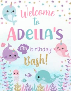 Narwhals Welcome Sign - www.printerfairy.com design preview