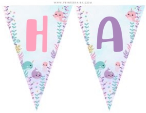 Narwhals Banner (blue) - www.printerfairy.com design preview