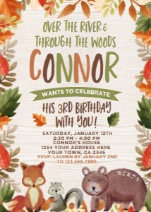 Woodland Leaves Invitation (wood) - www.printerfairy.com: Woodland Leaves Invitation (wood) - www.printerfairy.com