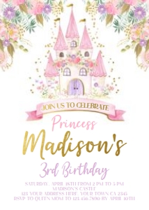 Princess Castle Invitation - www.printerfairy.com design preview