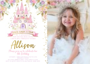 Once Upon a Time Castle Invitation with Photo - www.printerfairy.com design preview