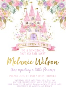 Princess Castle Baby Shower Invitation - www.printerfairy.com: Princess Castle Baby Shower Invitation - www.printerfairy.com