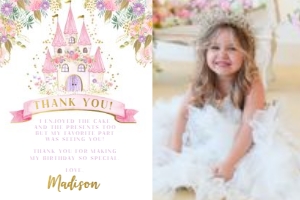 Princess Castle Thank You Card with Photo - www.printerfairy.com design preview