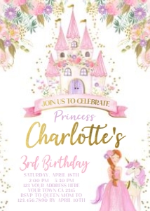 Princess Unicorn Castle Invitation (4) - www.printerfairy.com: Princess Unicorn Castle Invitation (4) - www.printerfairy.com