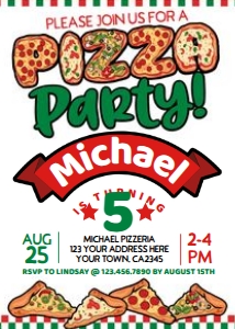 Pizza Party Invitation (white) - www.printerfairy.com design preview
