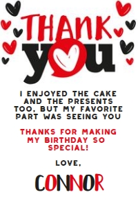 Valentine's Day Thank You Card (white) - www.printerfairy.com design preview