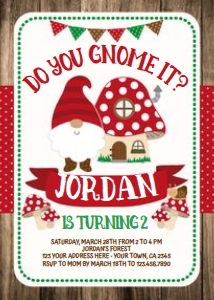 Gnome Birthday Invitation (Wooden) - www.printerfairy.com: Gnome Birthday Invitation (Wooden) - www.printerfairy.com