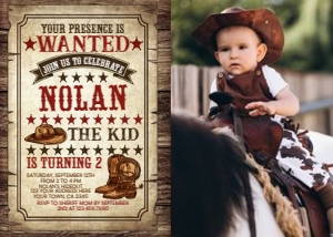 Western Birthday Invitation with Photo Wanted - www.printerfairy.com design preview