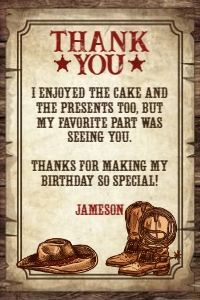Western Thank You Card - www.printerfairy.com design preview