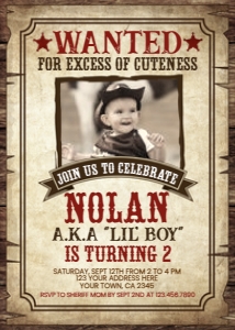 Wanted Poster Birthday Invitation with Photo - www.printerfairy.com design preview