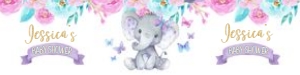Elephant Floral Baby Shower Water Bottle Labels - www.printerfairy.com design preview