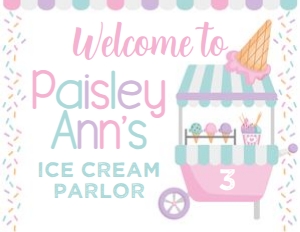 Ice Cream Welcome Sign (pink) - www.printerfairy.com design preview
