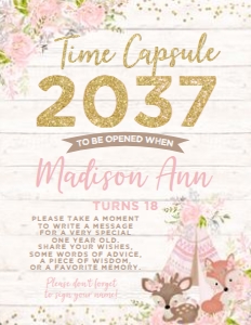 Wild One Woodland Time Capsule (pink, gold, wood) - www.printerfairy.com design preview