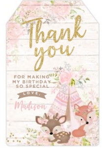 Tribal Wild One Favor Tag (pink, gold, wood) - www.printerfairy.com: Tribal Wild One Favor Tag (pink, gold, wood) - www.printerfairy.com