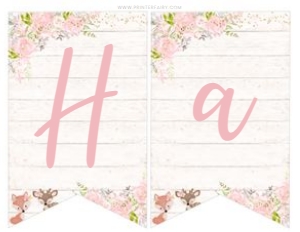 Tribal Woodland Birthday Banner (pink, wood) - www.printerfairy.com design preview
