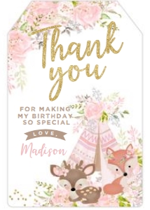 Tribal Wild One Favor Tag (pink, gold) - www.printerfairy.com: Tribal Wild One Favor Tag (pink, gold) - www.printerfairy.com