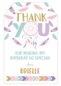 Dreamcatcher Favor Tag (white) - www.printerfairy.com design preview