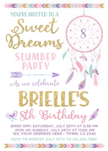 Dreamcatcher Birthday Invitation (white) - www.printerfairy.com design preview