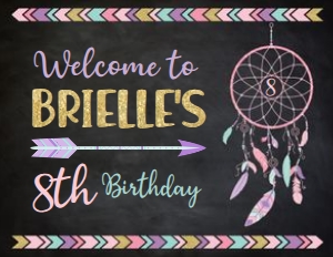 Dreamcatcher Welcome Sign (Black) - www.printerfairy.com design preview