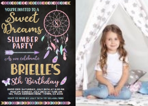 Dreamcatcher Birthday Invitation with photo (black) - www.printerfairy.com design preview