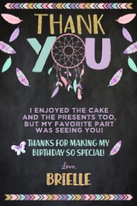Dreamcatcher Thank You Card black - www.printerfairy.com design preview