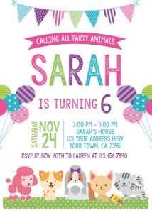 Puppies and Kitties Invitation - www.printerfairy.com: Puppies and Kitties Invitation - www.printerfairy.com