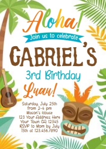 Luau Birthday Party Invitation Mask (orange, white) - www.printerfairy.com: Luau Birthday Party Invitation Mask (orange, white) - www.printerfairy.com