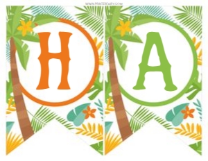Luau Banner (orange) - www.printerfairy.com design preview