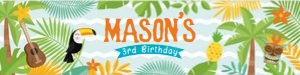 Luau Water Bottle Labels (orange blue) - www.printerfairy.com design preview