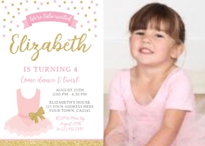 Ballerina Birthday Party Dress with Photo - www.printerfairy.com design preview