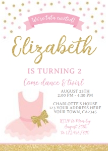 Ballerina Birthday Party Dress - www.printerfairy.com design preview