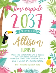 Luau Time Capsule (gold white) - www.printerfairy.com design preview