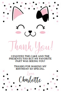 Kitty Cat Thank You Cards - www.printerfairy.com: Kitty Cat Thank You Cards - www.printerfairy.com