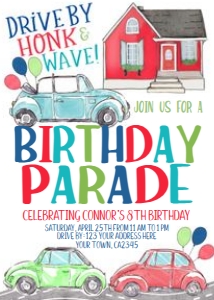 Birthday Parade Invitation (Red) - www.printerfairy.com design preview