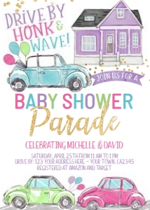 Baby Shower Parade Invitation (Pink) - www.printerfairy.com design preview