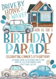 Birthday Parade Invitation (Blue & Brown) - www.printerfairy.com design preview