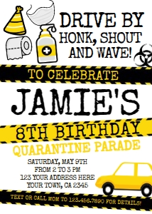Quarantine Birthday Invitation (White) - www.printerfairy.com design preview
